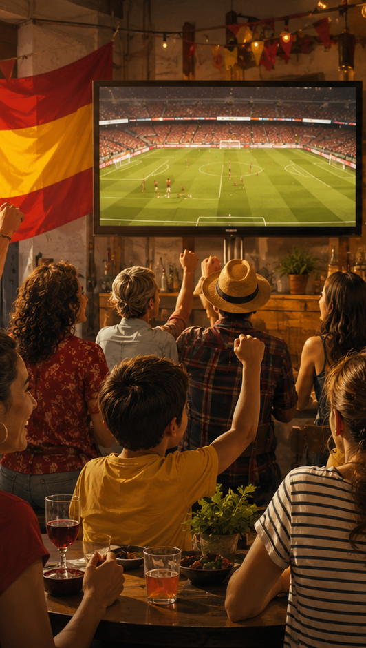 Personas viendo juntas un partido de la selección española de fútbol