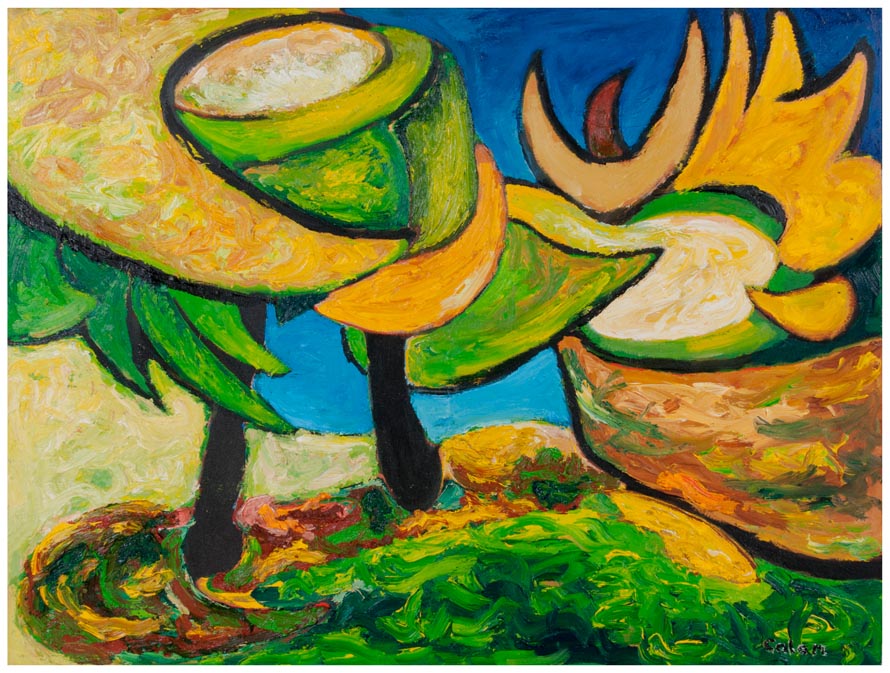 Girasol, pintura expresionista de Rafael Calón